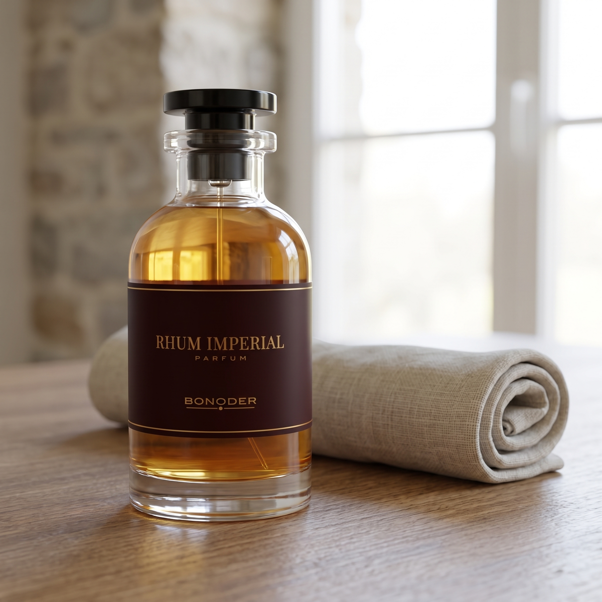 Rhum Impérial — flacon photographié en situation